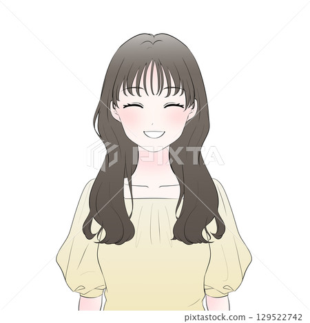 Simple illustration of a smiling woman's upper body Simple illustration of a smiling woman's upper body 129522742