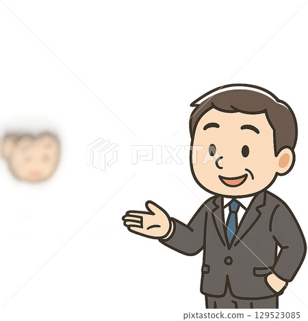 一位資深男員工微笑著幫助犯錯的初級同事的插圖 129523085