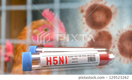The Blood Tube for avian influenza or bird flu concept 3d Rendering. 129523262