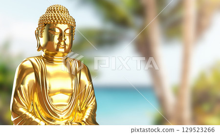 The Gold Buddha culture for Religion concept 3d Rendering. The Gold Buddha culture for Religion concept 3d Rendering. 129523266
