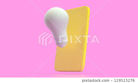 The Light bulb and mobile for idea or Business concept 3d Rendering. The Light bulb and mobile for idea or Business concept 3d Rendering. 129523276