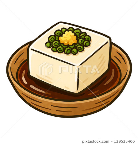 冰鎮豆腐的可愛剪紙插圖 129523400
