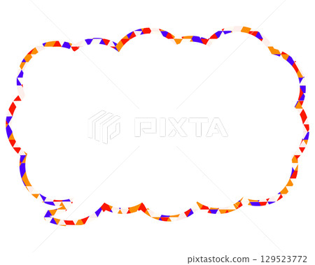 Stained glass style speech bubble, triangular pattern, elongated cloud shape Stained glass style speech bubble, triangular pattern, elongated cloud shape 129523772