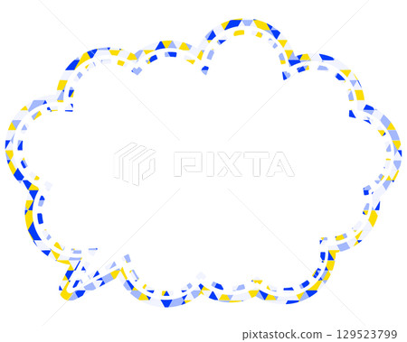 Stained glass style speech bubble, triangular pattern, rounded cloud shape Stained glass style speech bubble, triangular pattern, rounded cloud shape 129523799