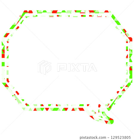 Stained glass style speech bubble, triangular pattern, octagonal shape with corners 129523805