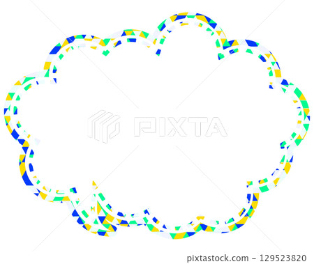 Stained glass style speech bubble, triangular pattern, rounded cloud shape Stained glass style speech bubble, triangular pattern, rounded cloud shape 129523820