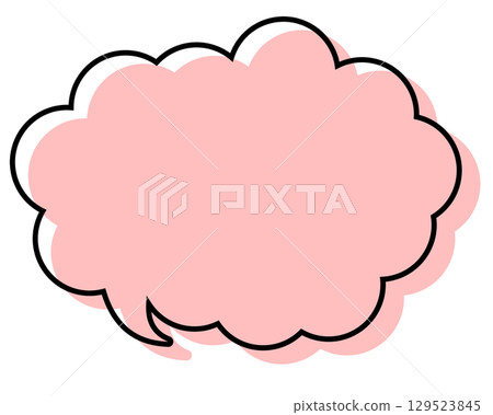A simple speech bubble with misaligned lines and a rounded cloud shape 129523845