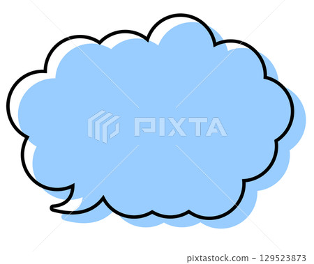 A simple speech bubble with misaligned lines and a rounded cloud shape 129523873