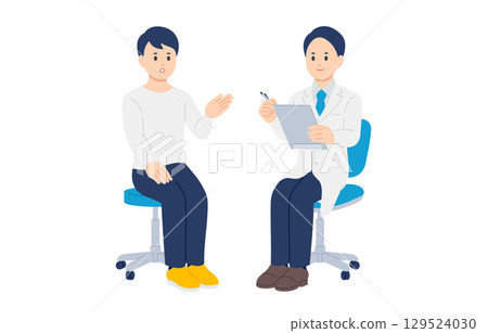 男醫生和男病人的訪談[人物向量插圖素材] 129524030