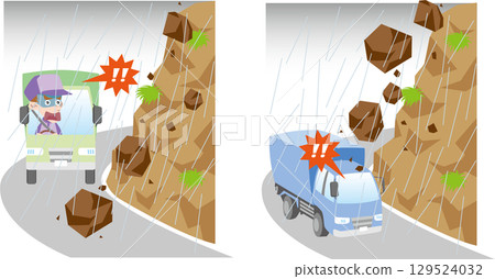 Traffic Safety (Natural disasters (disasters) on roads during rain, landslides, mudslides, falling rocks, truck drivers) 129524032