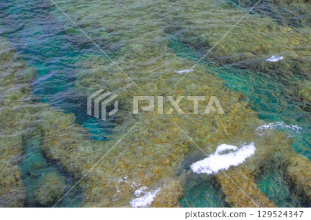 沖繩縣的邊戶岬高原、岩石、草地、大海和珊瑚 沖繩縣的邊戶岬高原、岩石、草地、大海和珊瑚 129524347
