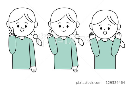 可愛的女性情緒表達插圖集 129524464