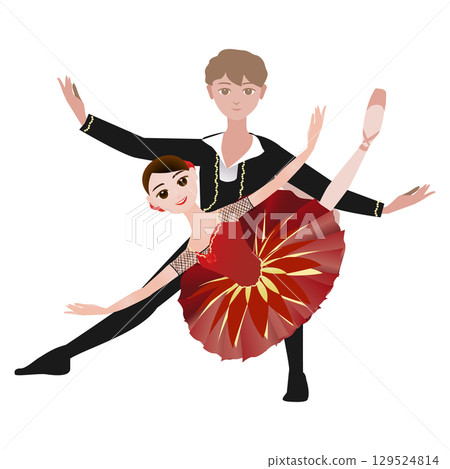 Illustration of dancers_Image of Kitri and Basil from the ballet "Don Quixote" 129524814