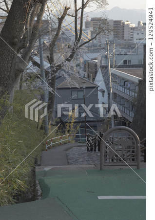 A slope at dusk in spring A landscape with a slope at dusk - the soft sunlight of spring A slope at dusk in spring A landscape with a slope at dusk - the soft sunlight of spring 129524941