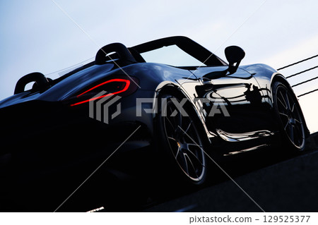 有光澤的黑色敞篷車 129525377