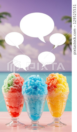刨冰和空白對話泡泡的夏季廣告圖片 刨冰和空白對話泡泡的夏季廣告圖片 129525531
