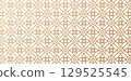 Seamless geometric rounded shape pattern based on traditional islamic art golden color lines isolated white backgrounds for fabric, textile, cover, wrapping paper, Simple lattice graphic designs 129525545