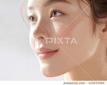 自然光澤、透明的美麗女性輪廓 129525984