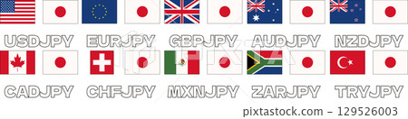 Currency pair cross yen exchange FX illustration 129526003
