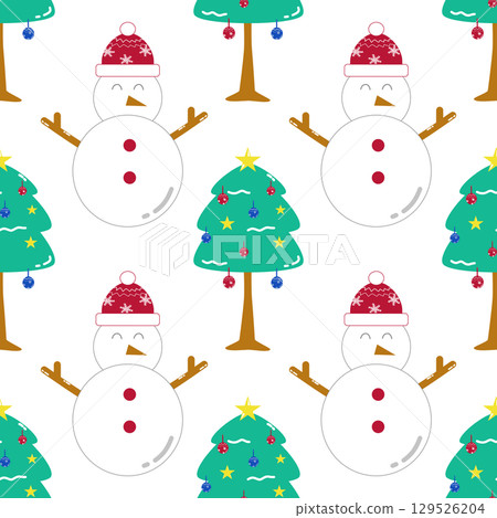Christmas and Happy New Year seamless pattern background 129526204