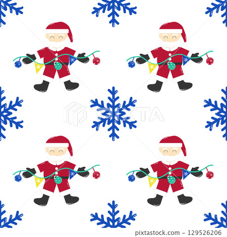Christmas and Happy New Year seamless pattern background 129526206