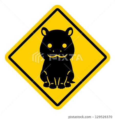 Hippopotamus warning sign illustration Hippopotamus warning sign illustration 129526370
