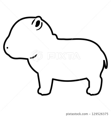 Line drawing of a hippopotamus lying sideways 129526375