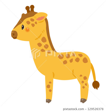 Illustration of a giraffe seen from the side Illustration of a giraffe seen from the side 129526378