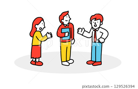 Illustration of three businessmen talking Illustration of three businessmen talking 129526394