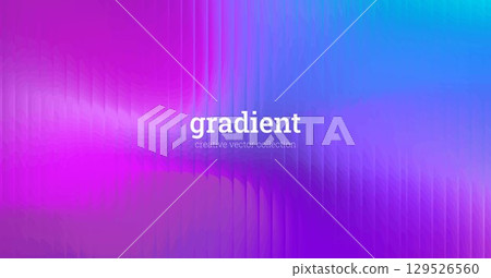 Glass ripple distortion background. Abstract fractal effect, ribbed glass texture with bright gradients and smooth corrugated vertical lines. Purple gradient 129526560