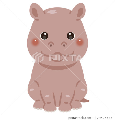 坐著的河馬的插圖 129526577