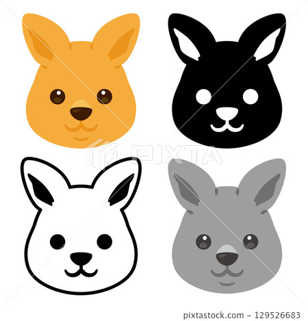 Kangaroo face icon set 129526683