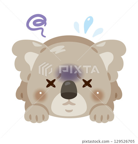 一隻因健康狀況不佳而面朝下躺著的無尾熊的插圖 一隻因健康狀況不佳而面朝下躺著的無尾熊的插圖 129526705
