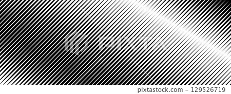 Linear halftone diagonal gradient. Black oblique striped gradation background. Repeating slanted pattern backdrop. Vibrating parallel linear wallpaper. Abstract tilted moire texture overlay. Vector 129526719