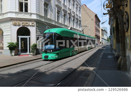 Tram in the old town of Graz, Austria 129526986