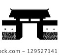 日本城堡大門的黑白輪廓 129527141