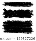 set of bold black grunge brush strokes isolated on a white background, perfect for graphic design, artistic textures, digital artwork, and creative backgrounds. 129527226