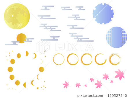 一組以賞月節為靈感的日式插畫－秋季 129527240