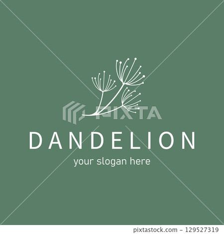 Dandelion Flower Logo Design Simple Minimalist Symbol Template 129527319