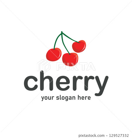 Red berry fruit garden plant silhouette design template cherry logo vector illustration Red berry fruit garden plant silhouette design template cherry logo vector illustration 129527332