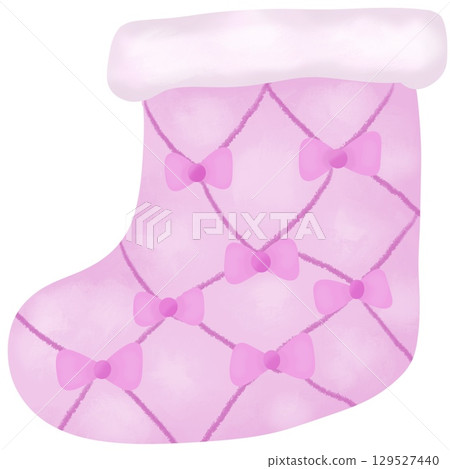 pink stocking chritsmas of a pink ribbon  129527440