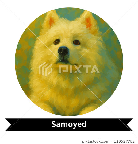 Samoyed Dog Portrait - Cute Pet Oil Painting Style Image 129527792
