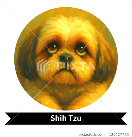 Shih Tzu Dog Portrait - Cute Pet Oil Painting Style Image 129527793