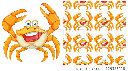 Cheerful Crab Seamless Pattern Design Cheerful Crab Seamless Pattern Design 129528628