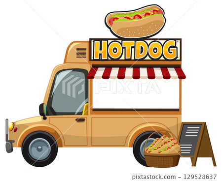 Yellow Hot Dog Food Truck with Menu Board Yellow Hot Dog Food Truck with Menu Board 129528637