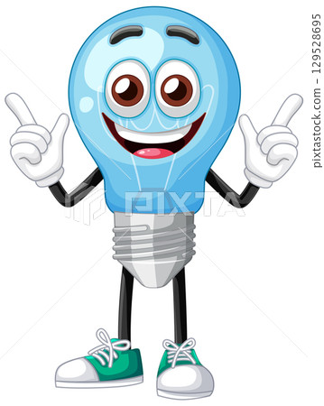 Cheerful Light Bulb Character Illustration 129528695