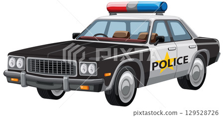 Classic Police Car Vector Illustration Classic Police Car Vector Illustration 129528726
