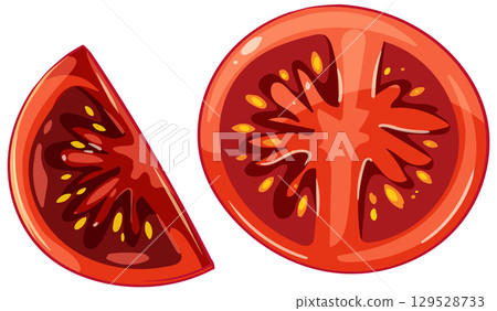 Vibrant Tomato Slice Vector Illustration 129528733