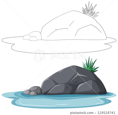 Serene Rock by the Water Serene Rock by the Water 129528741