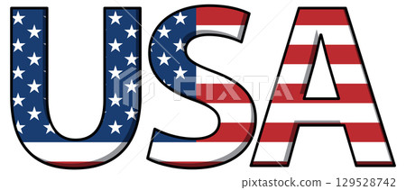 USA Flag-Inspired Vector Text Illustration 129528742
